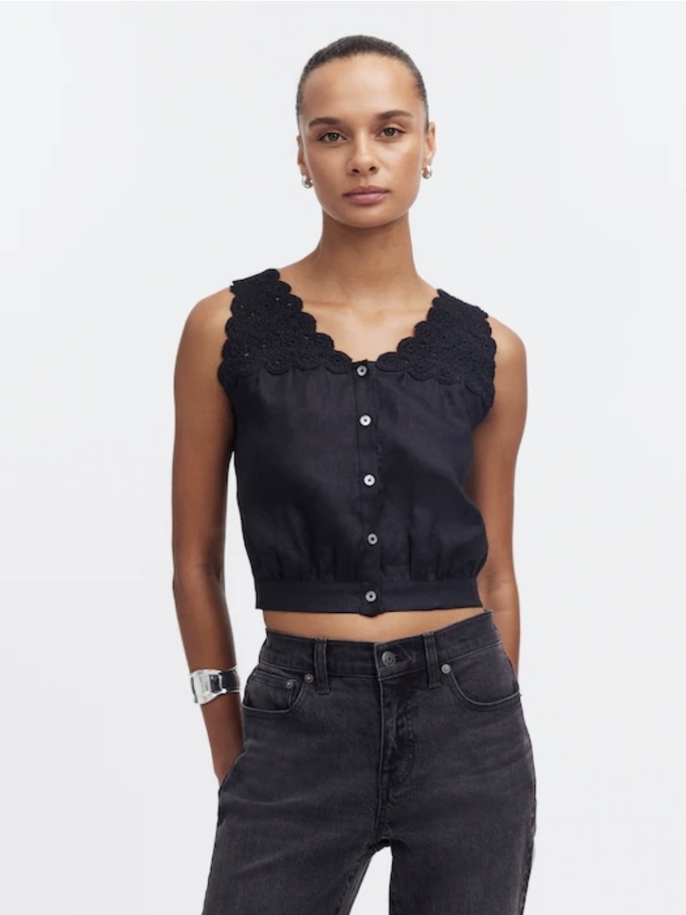 Madewell Linen Top V Neck Size 14 - Picture 5 of 13